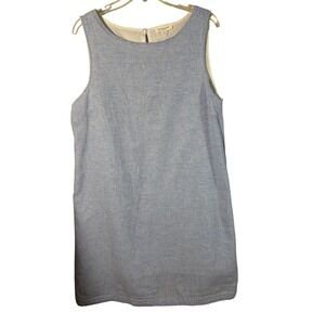 Beachlunchlounge Blue White Striped Linen Blend Sleeveless Shift Dress Large